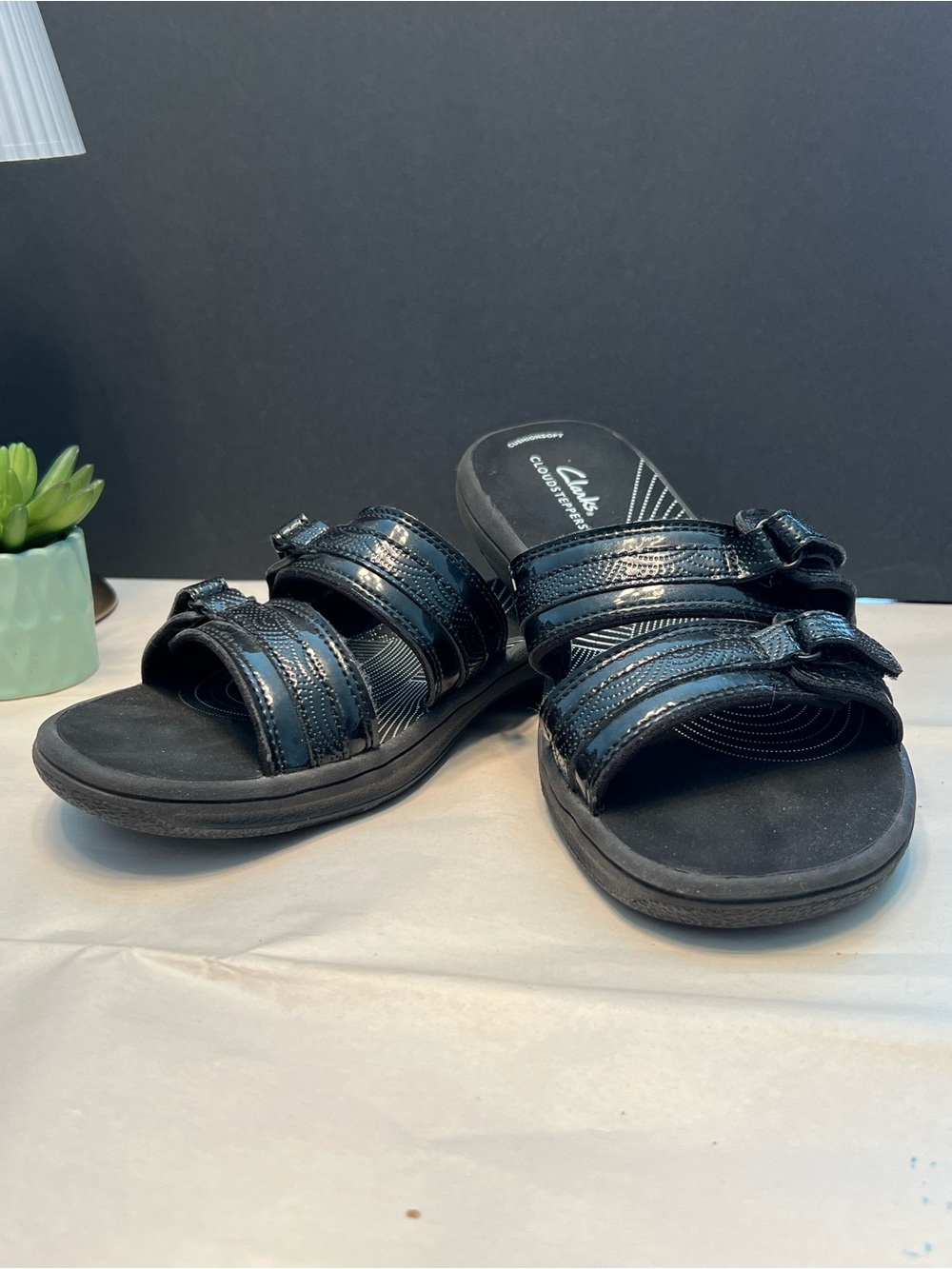 Clarks Black Cloudsteppers Cushioned Slide Sandal